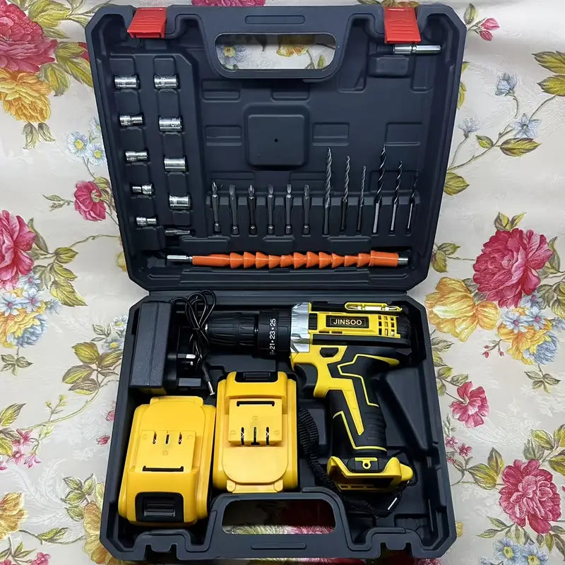 مجموعة مثقاب لاسلكي JINSOO 3/8 بوصة | متعدد الوظائف 3 في 1 | 25 مستوى من تعديل العزم